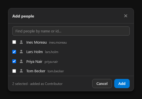 Adding people to a project