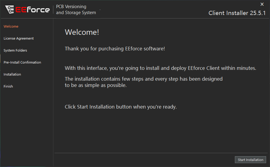 EEforce Installer Welcome Page