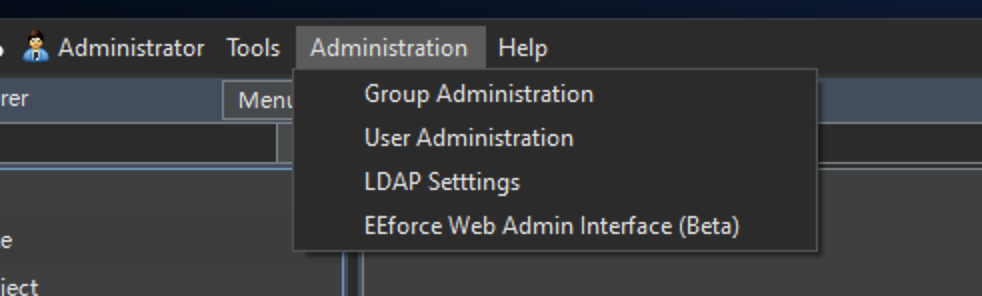 Admin menu