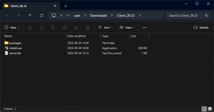 The unzipped installer folder