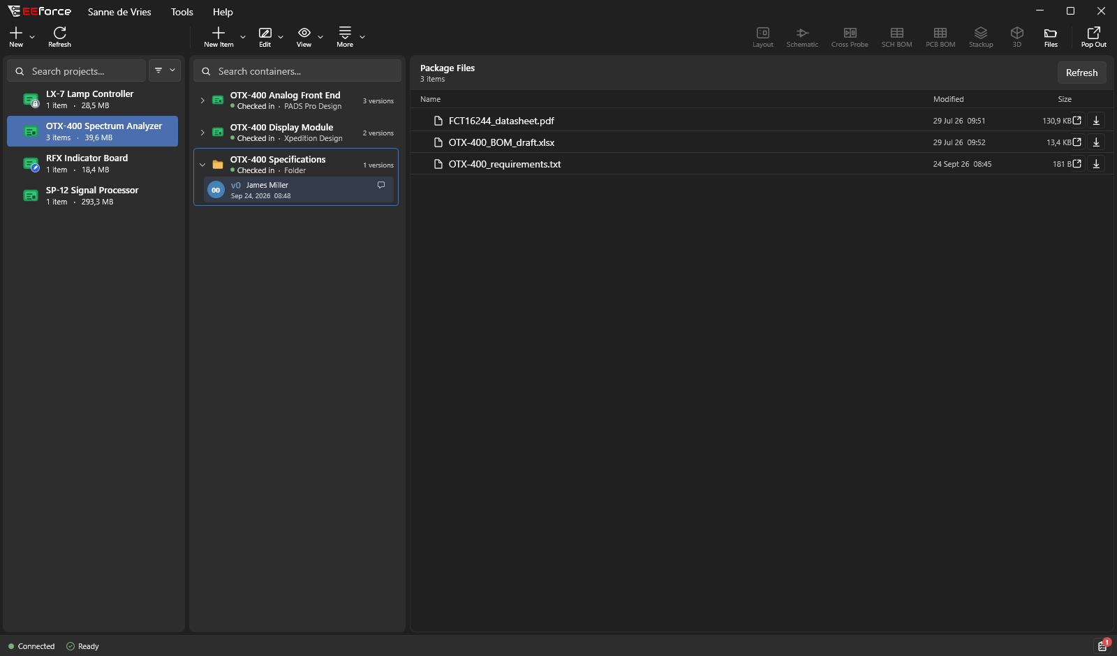 The file browser inside a design