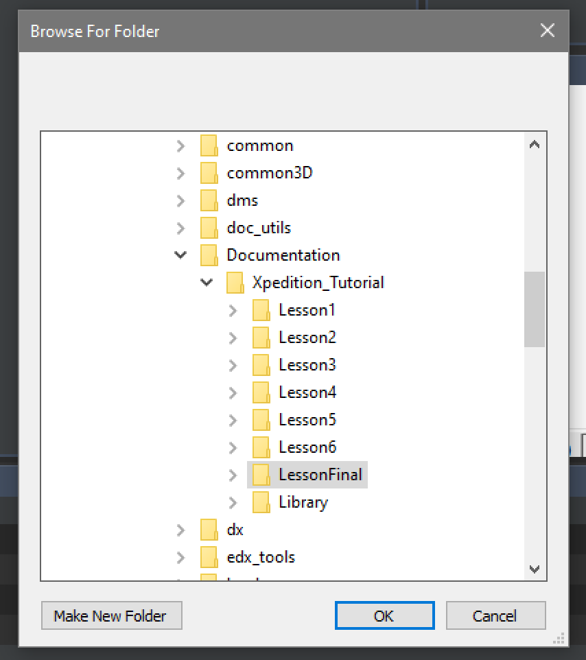 Import Container Folder Browser