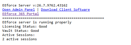 The server's start page