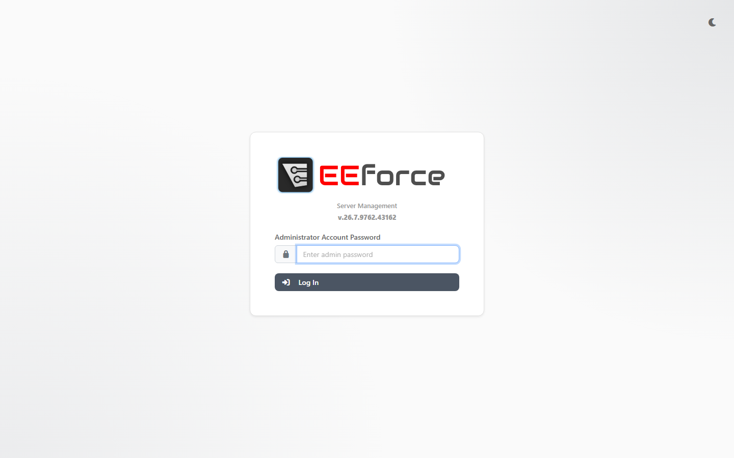 The web admin sign-in page
