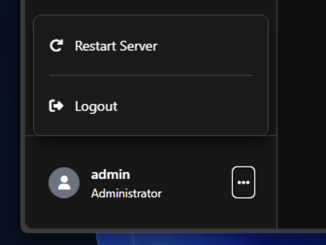 User menu
